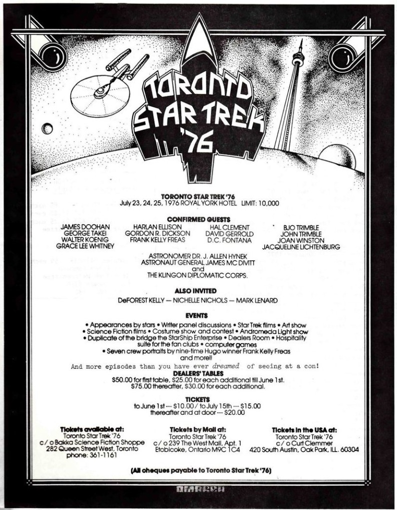 A flyer advertising the convention, listing the location, the dates, the guests and the prices. 